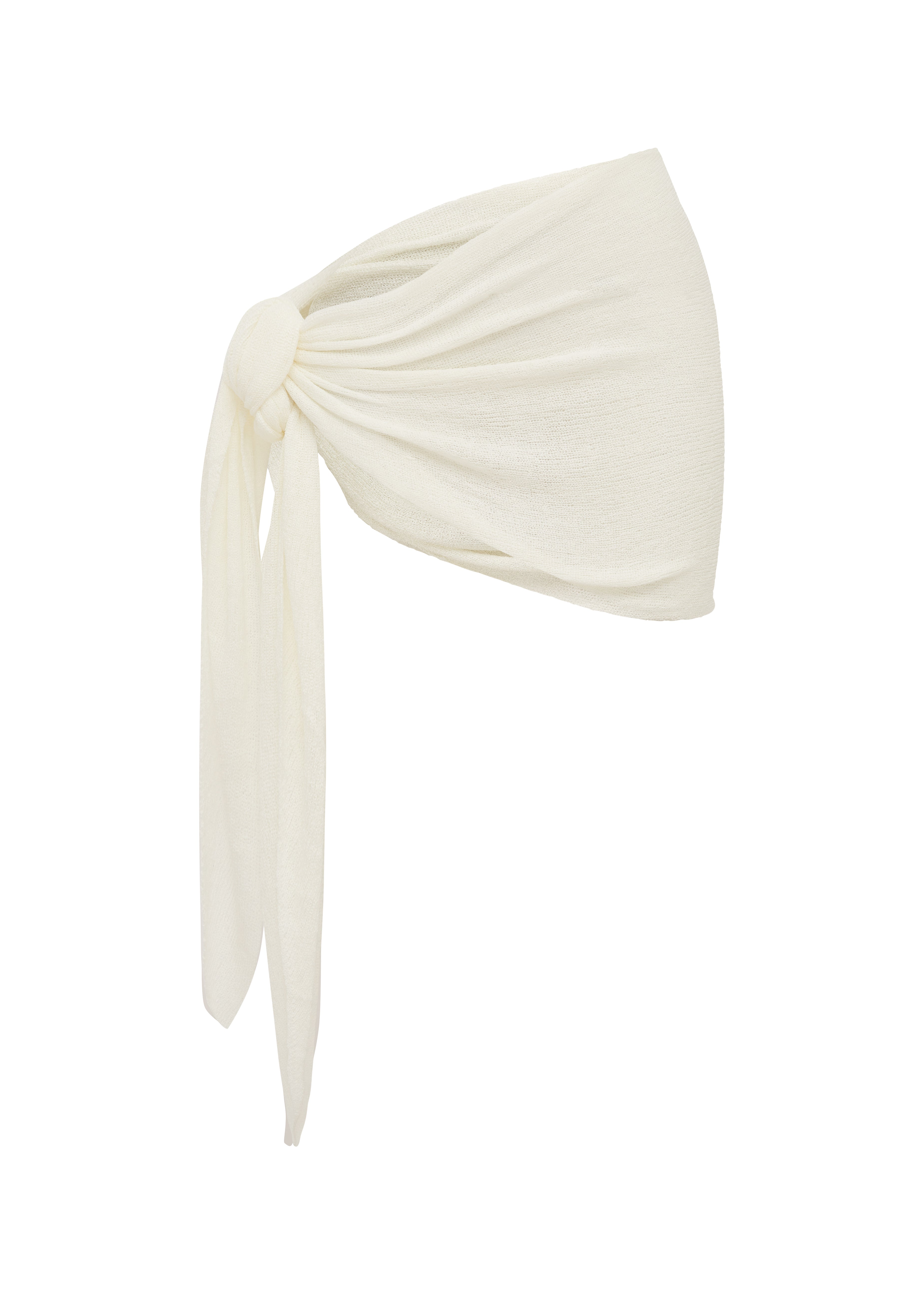 Ivory sarong tied in a knot on a white background