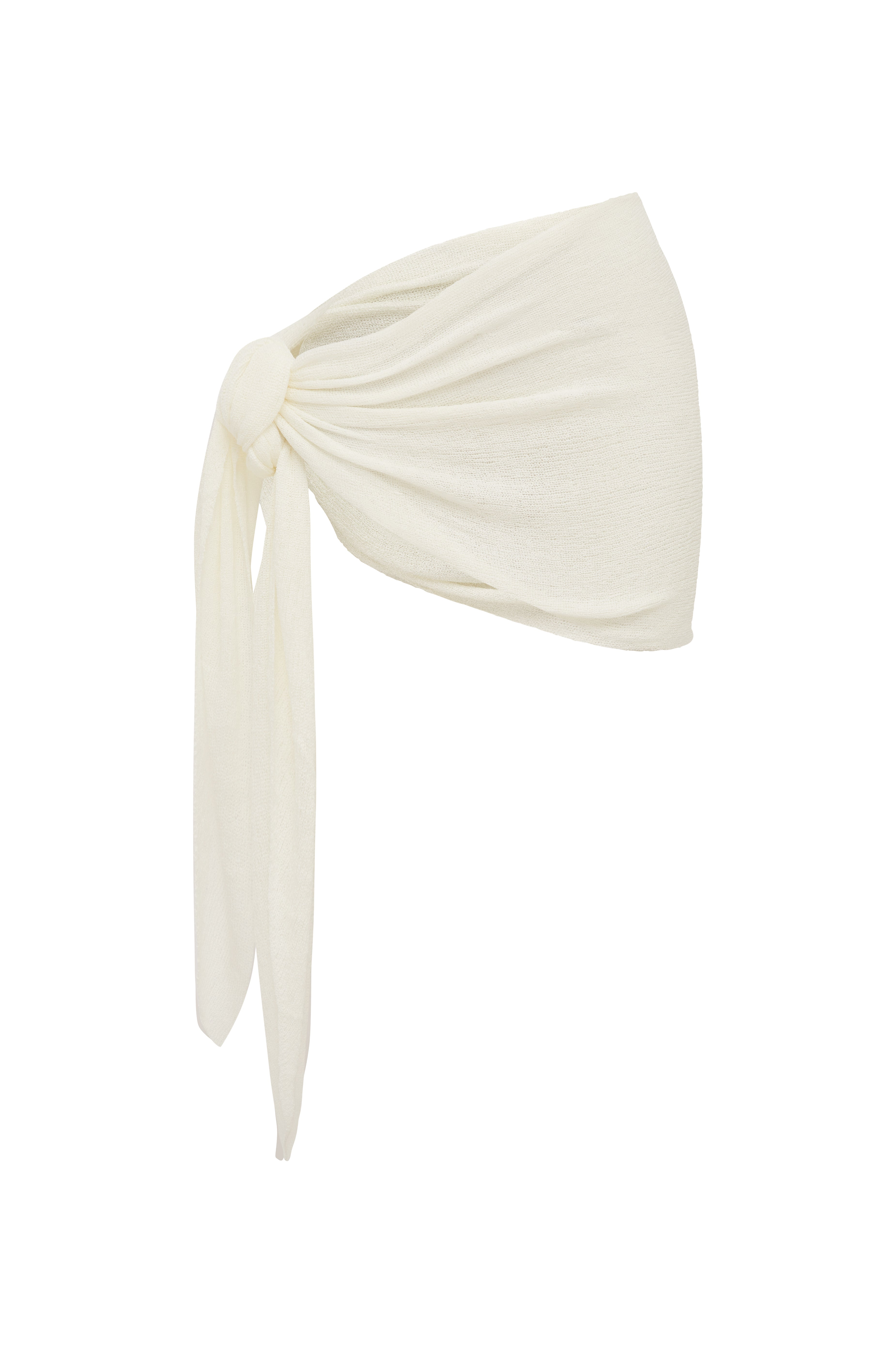 Ivory sarong tied in a knot on a white background