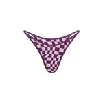 Purple checkered bikini bottom on a white background