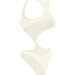 Cut out of white swimsuit on a white background.