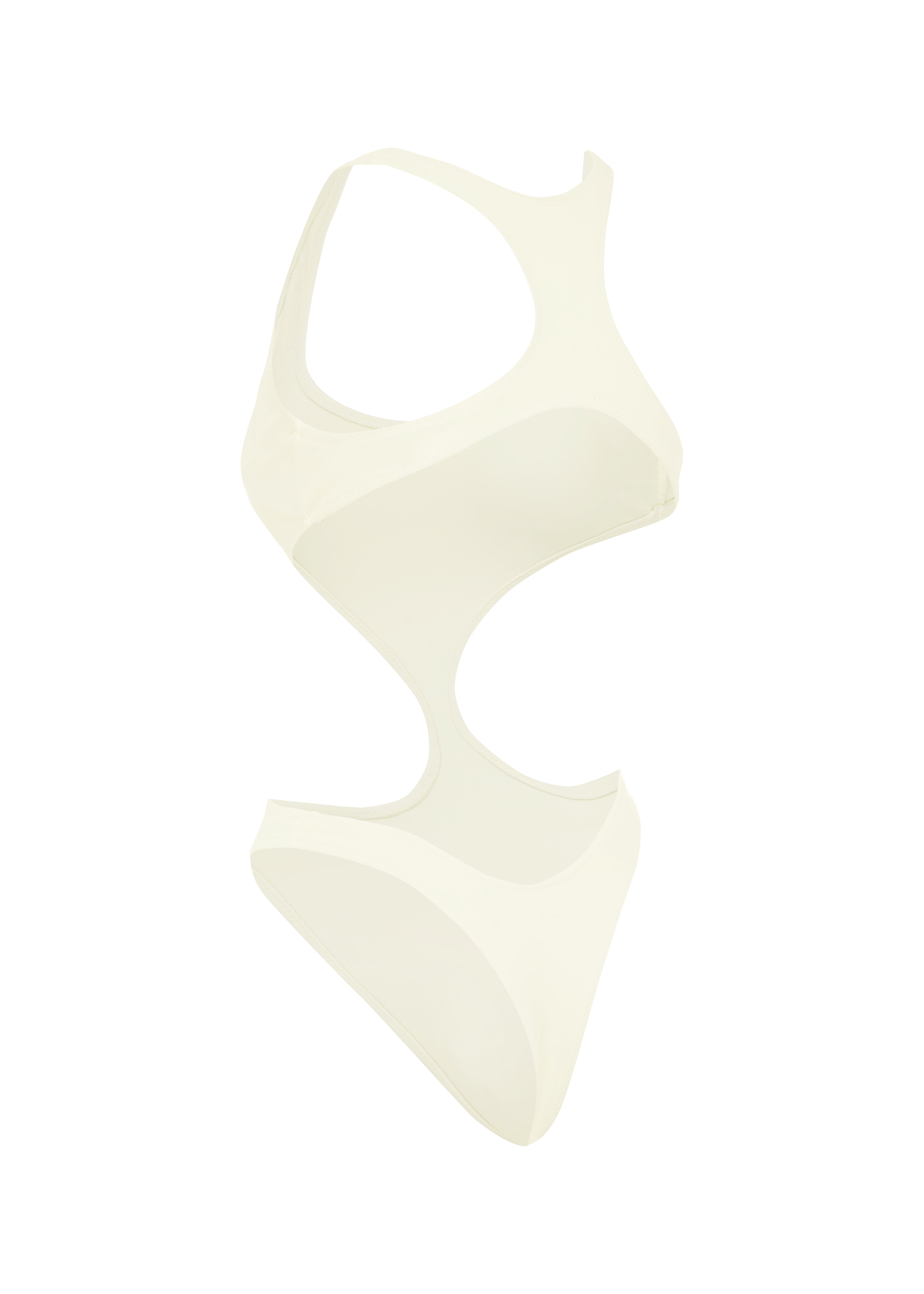 Cut out of white swimsuit on a white background.