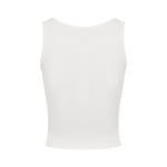 White sleeveless top on a white background