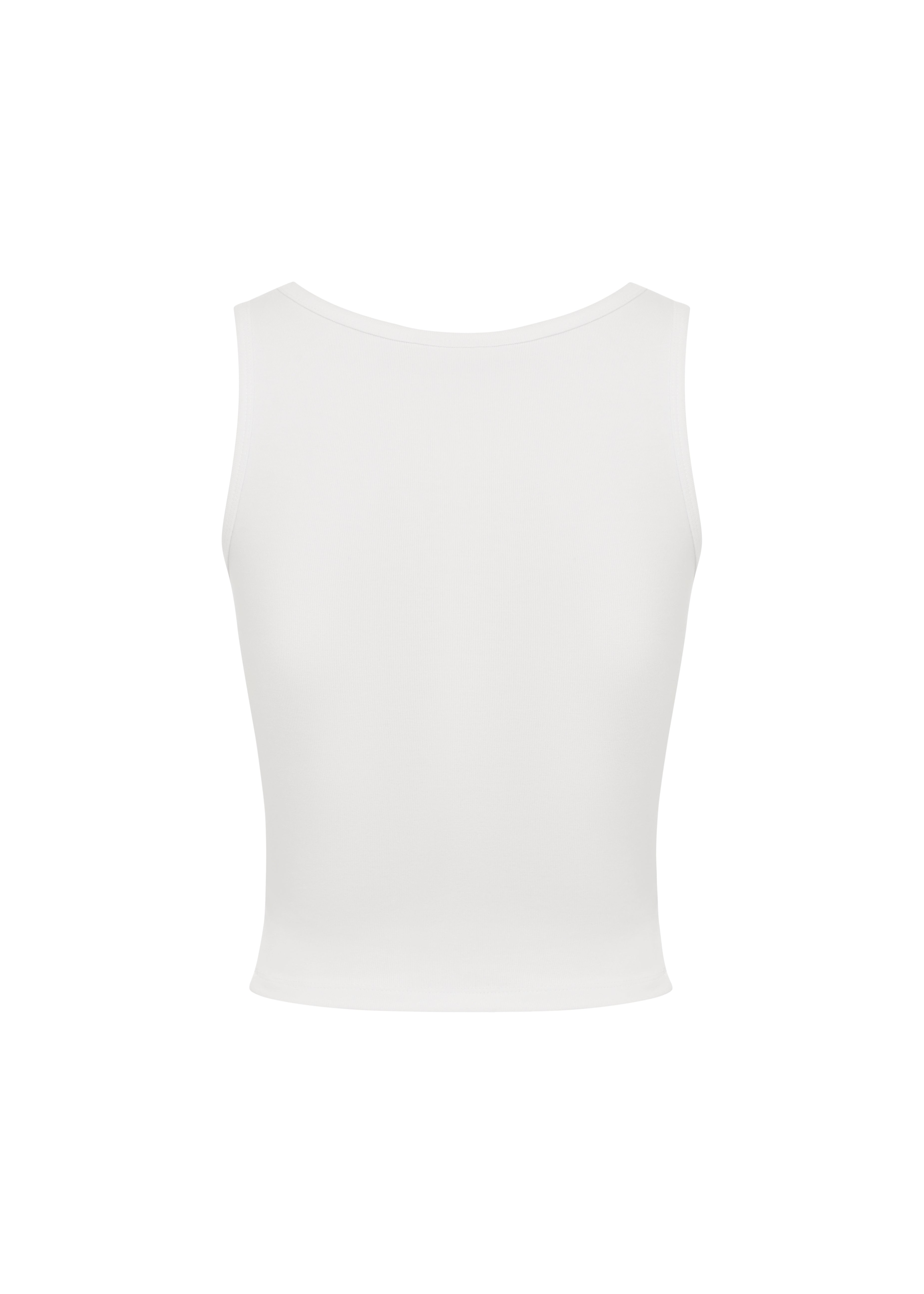 White sleeveless top on a white background
