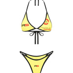 Rogue Season Yellow bikini set with black accents on a white background