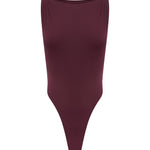 Burgundy swimsuit on a white background