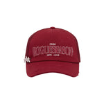 Red cap with embroidered text 'ROGUESEASON' on a white background