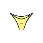 Yellow bikini bottom with Rogue Season brand logo on a white background