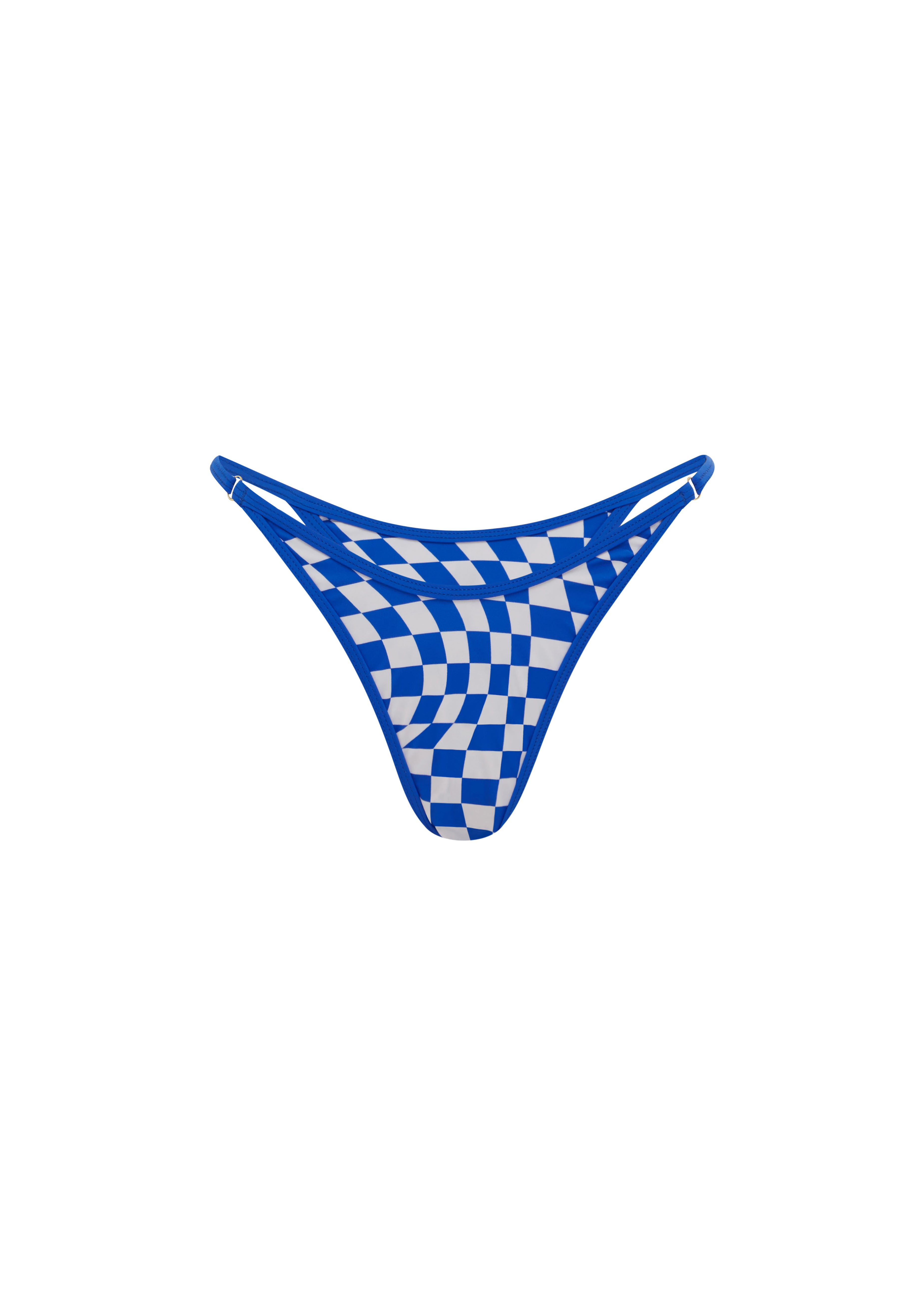 Blue checkered thong on a white background