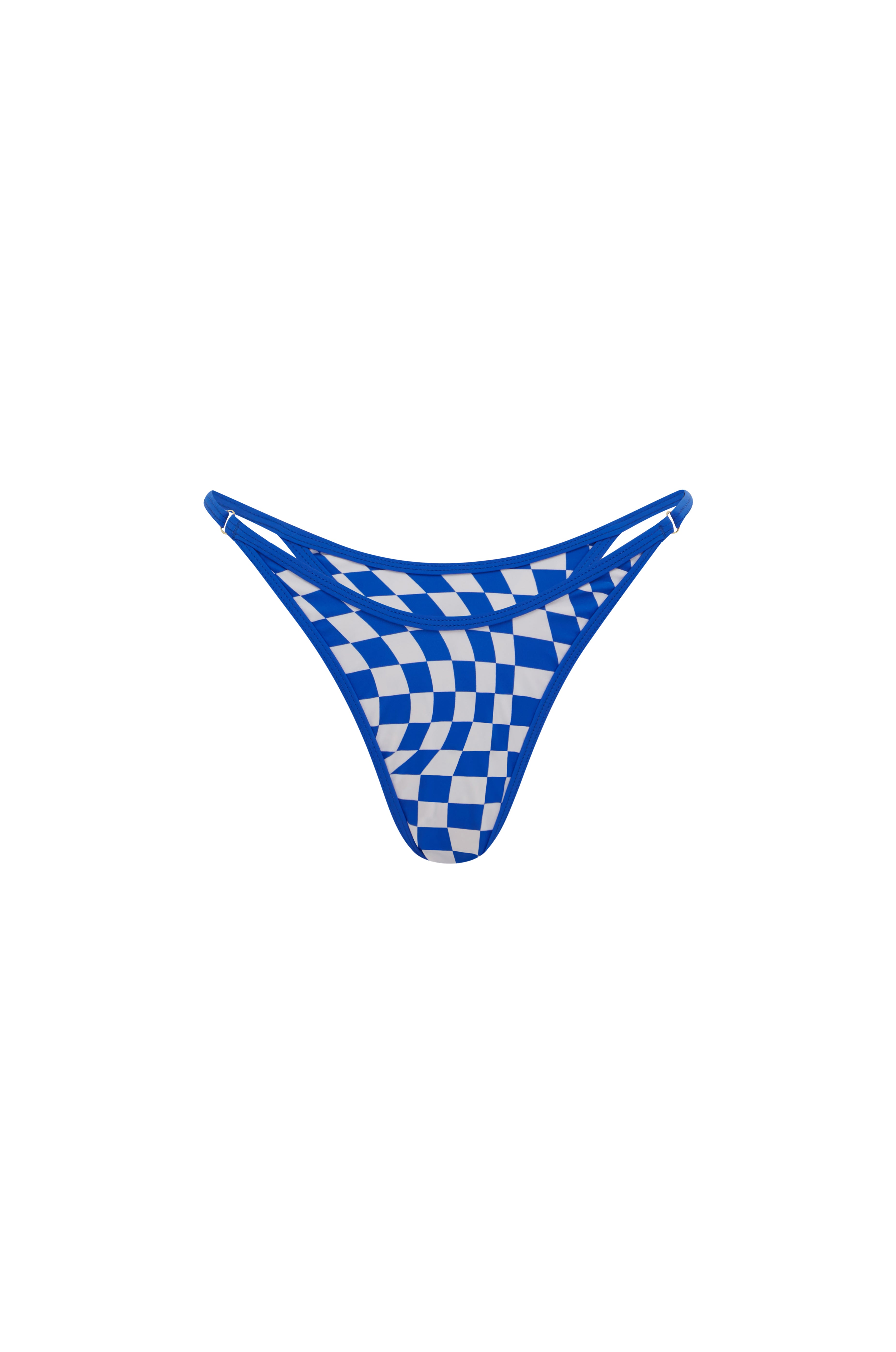 Blue checkered thong on a white background