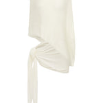 Ivory sarong and cape cut out on a white background.