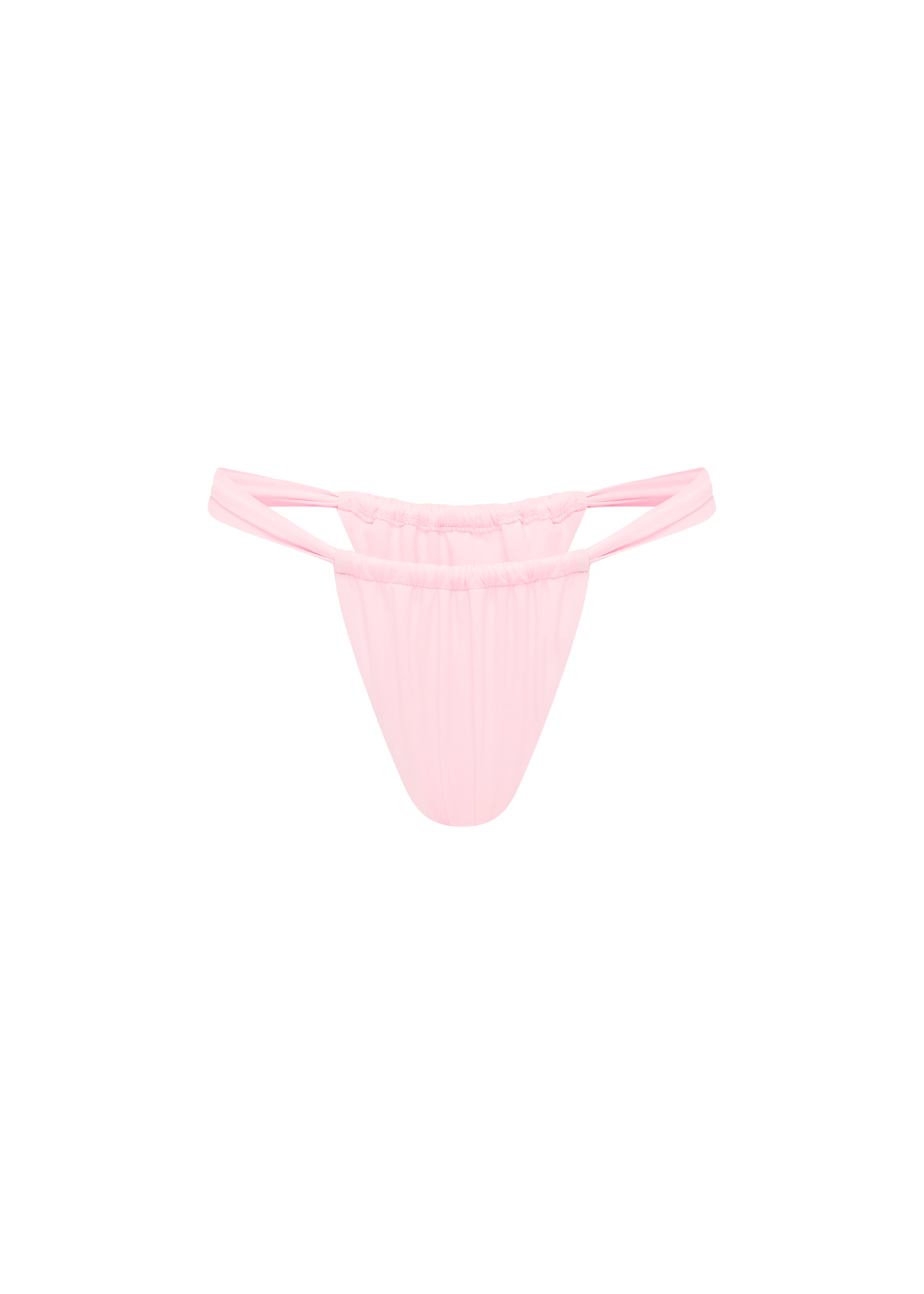 Pink bikini bottom on a white background