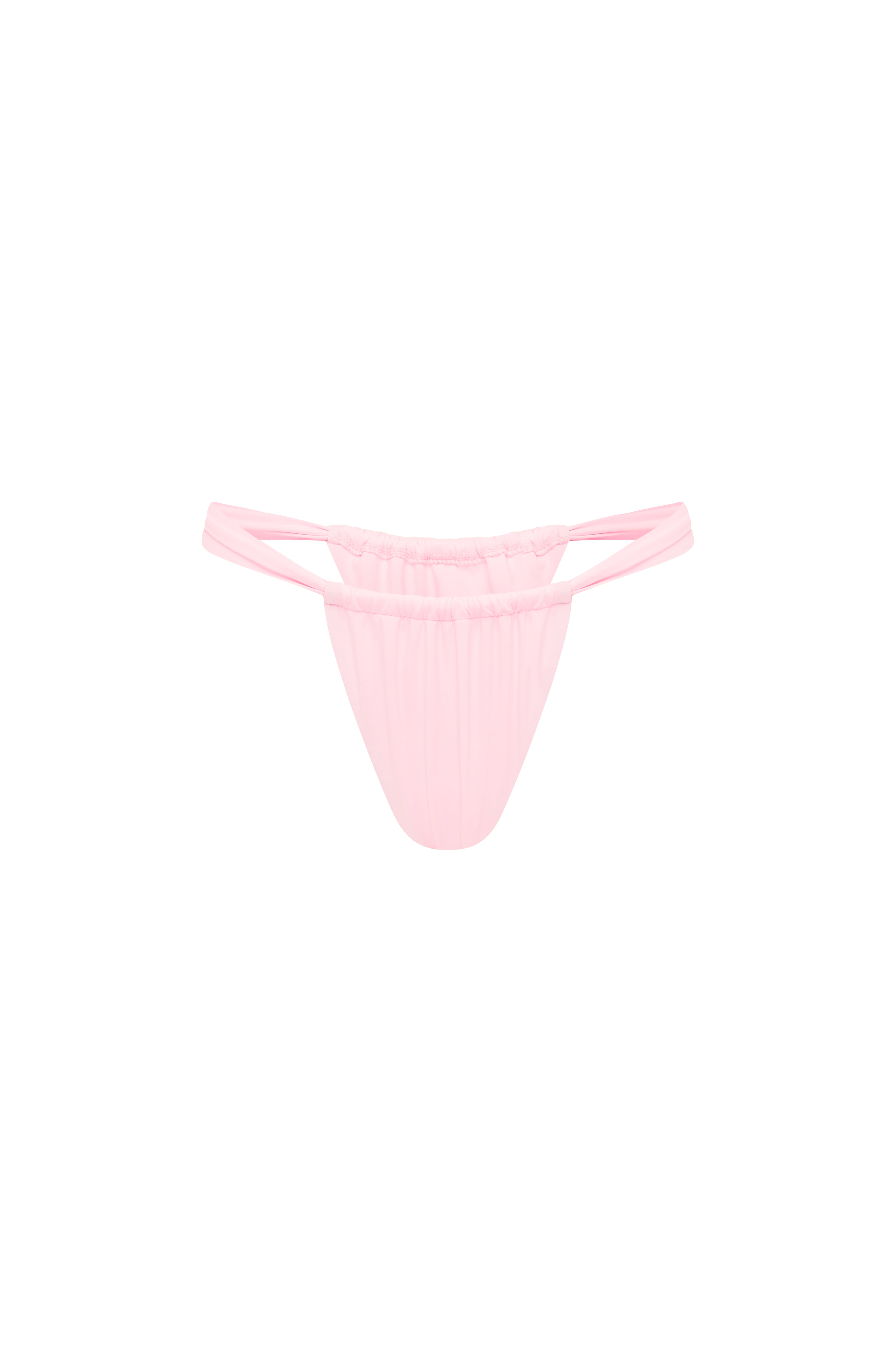 Pink bikini bottom on a white background
