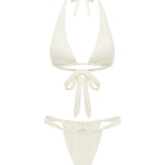 Ivory bikini on a white background.