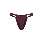 Burgundy bikini bottom on a white background