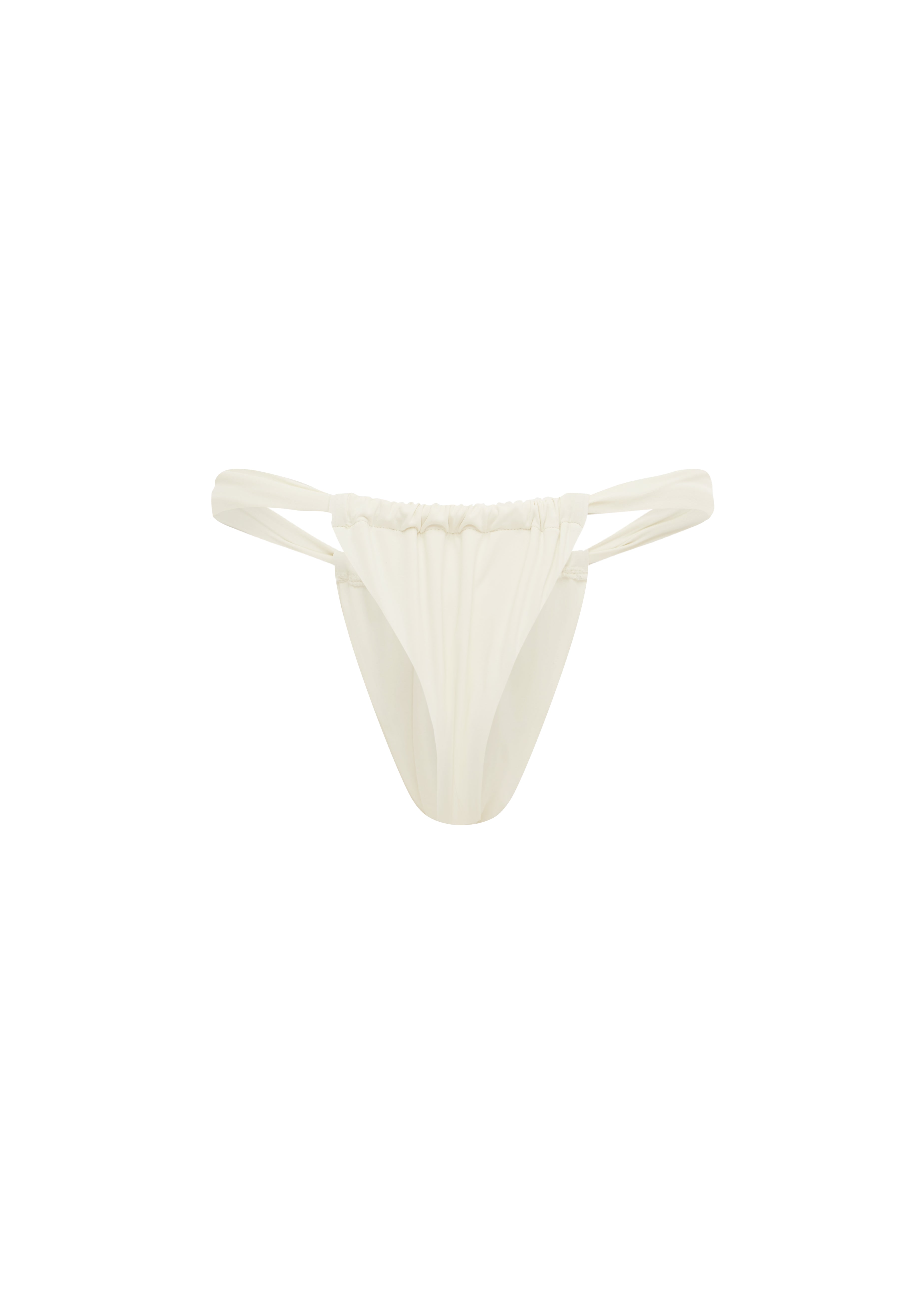 Ivory bikini bottoms on a white background