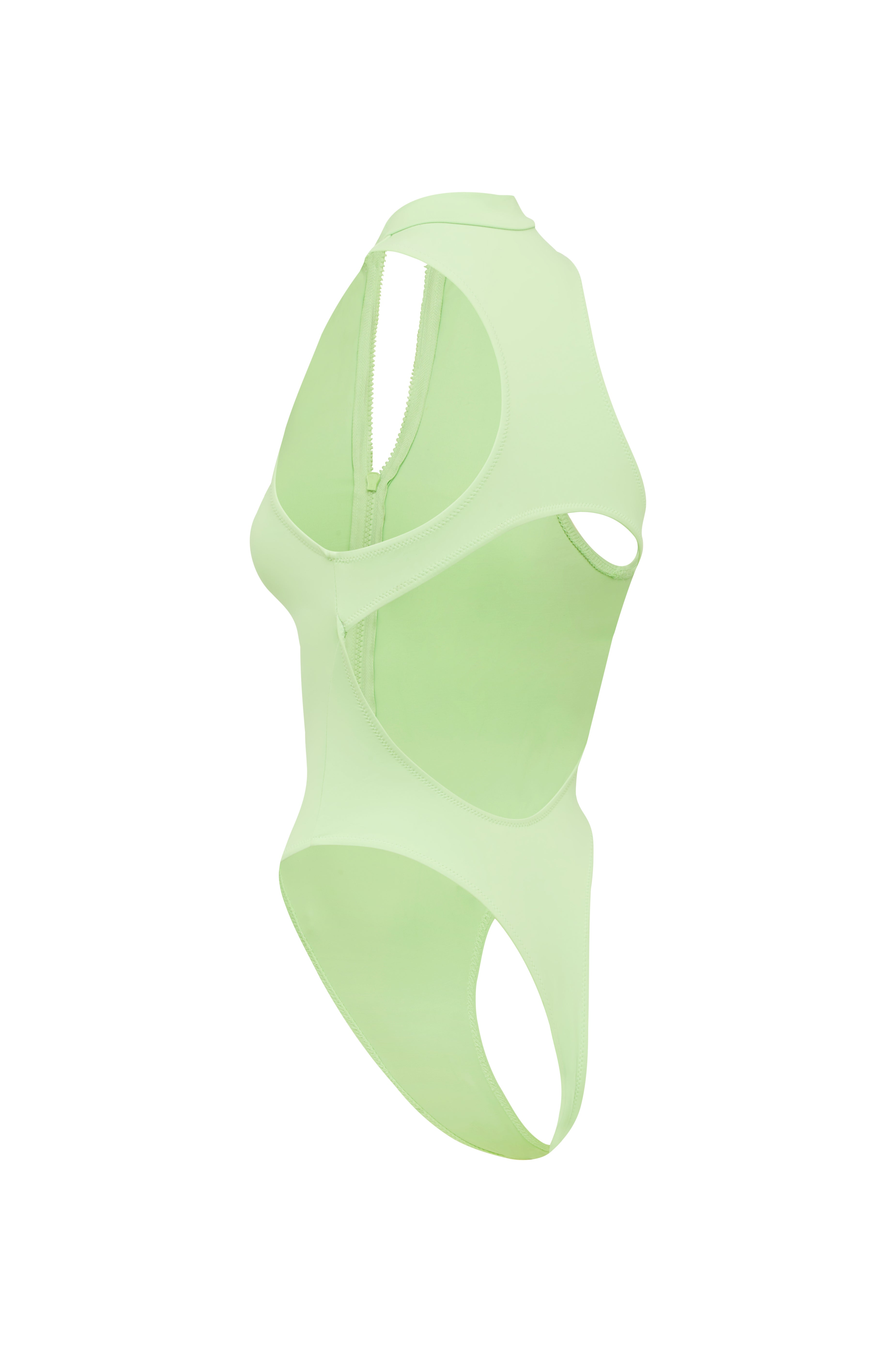Cut out of light green swimsuit on a white background