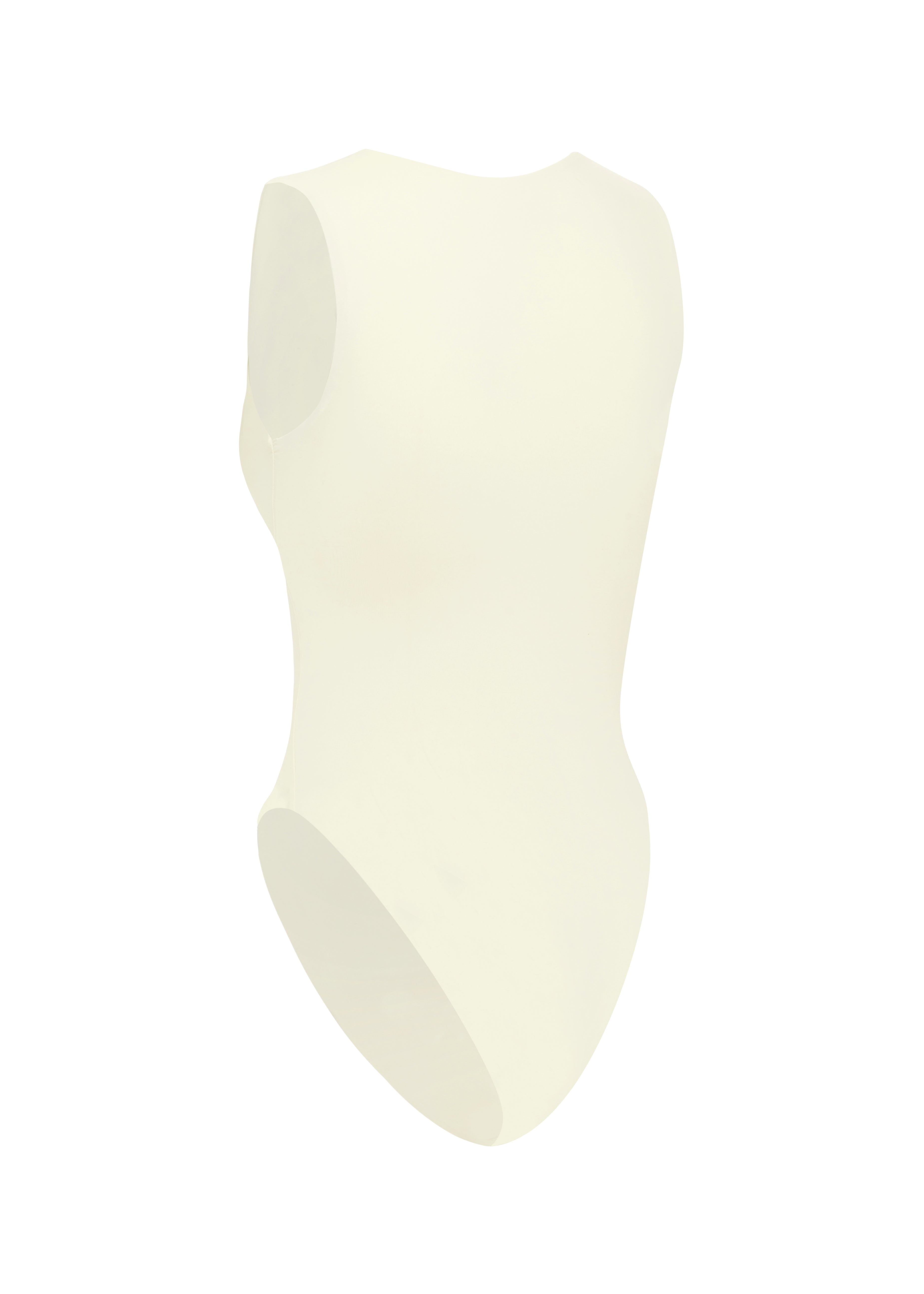 Cut out of white one piece swimsuit on a white background.