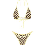 Checkered bikini set on a white background