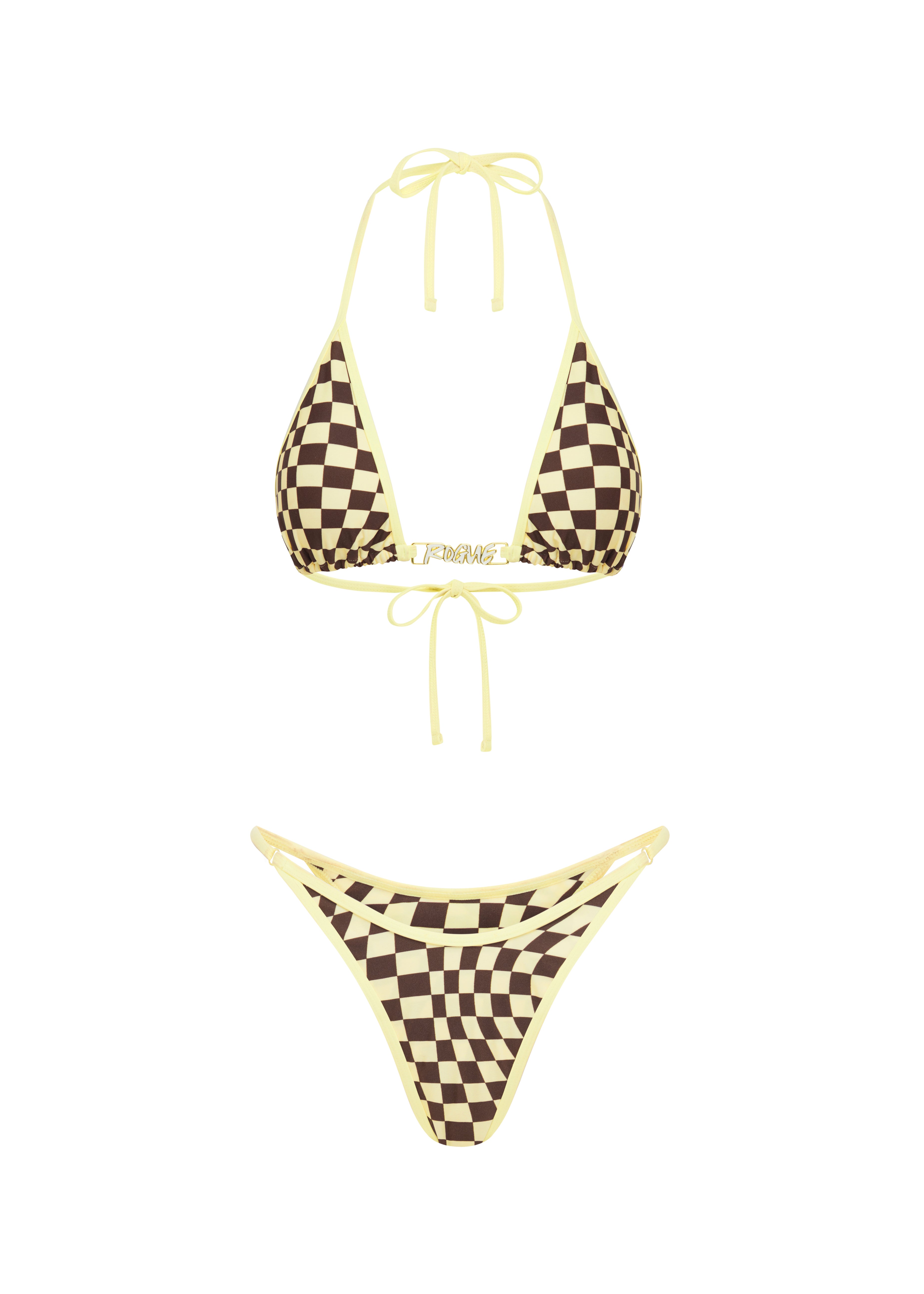 Checkered bikini set on a white background