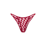 Red checkered bikini thong on a white background