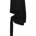 A black sarong and black matching cape on a white background.