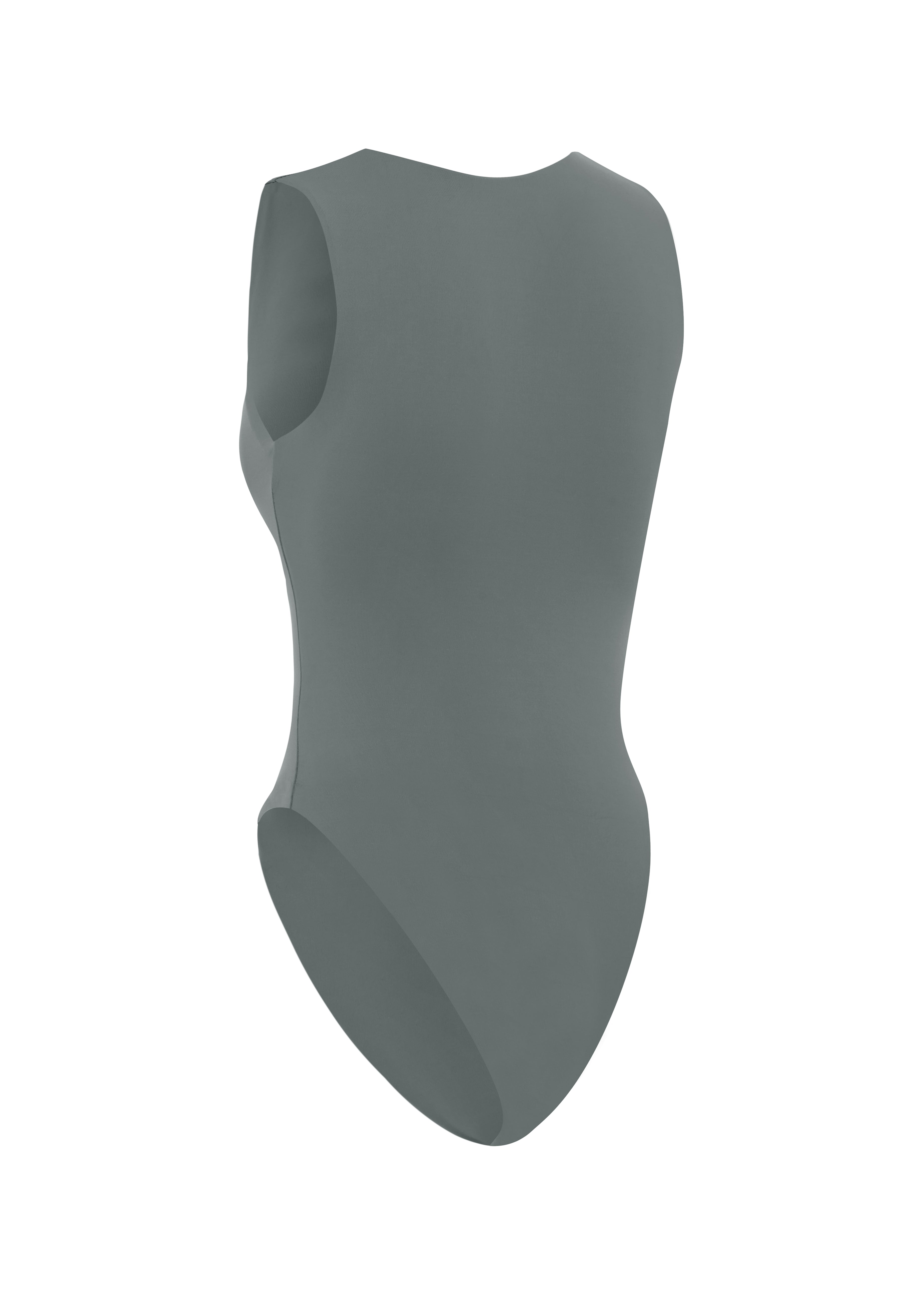 Cut out of charcoal one piece swimsuit.