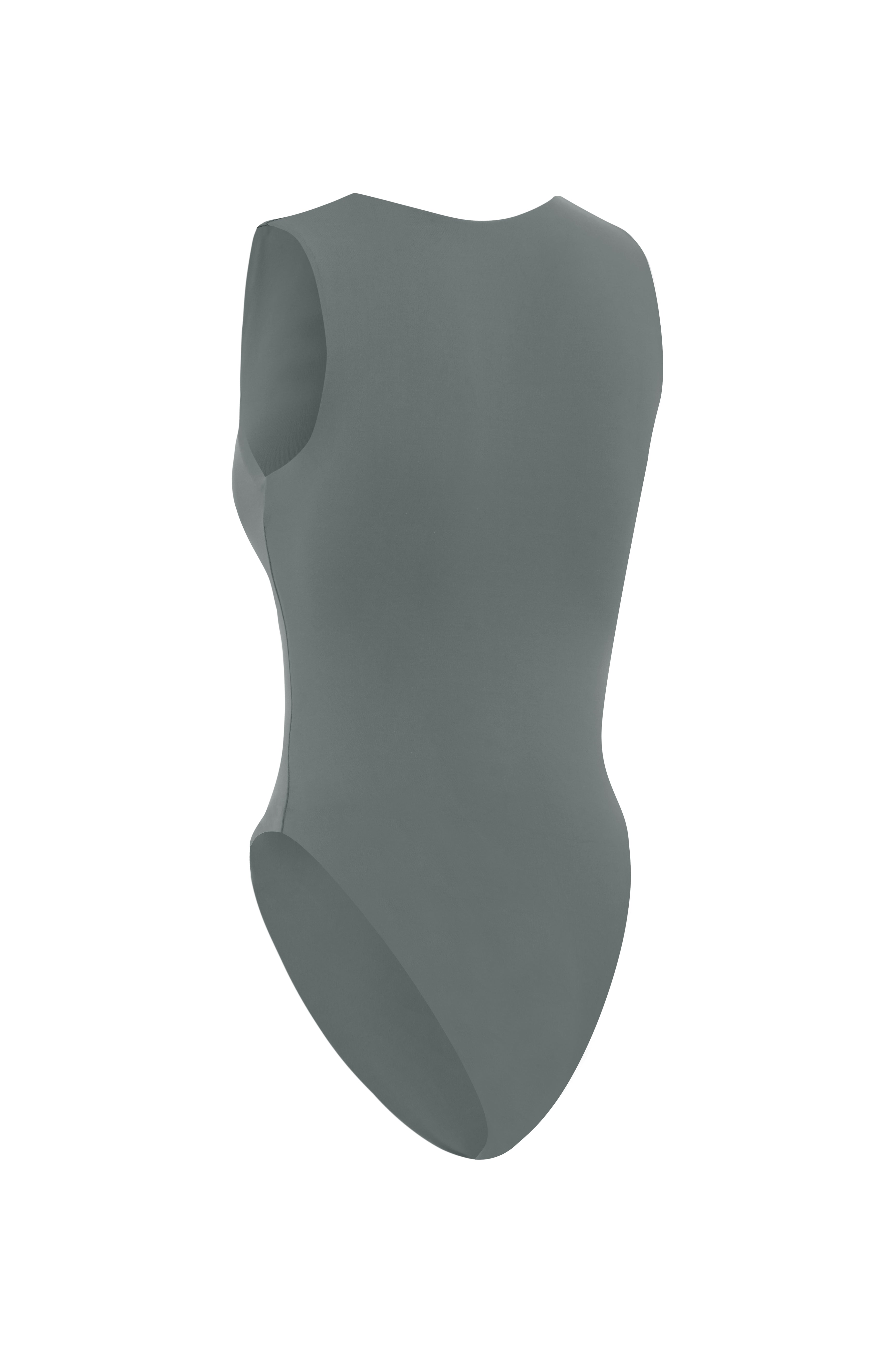 Cut out of charcoal one piece swimsuit.