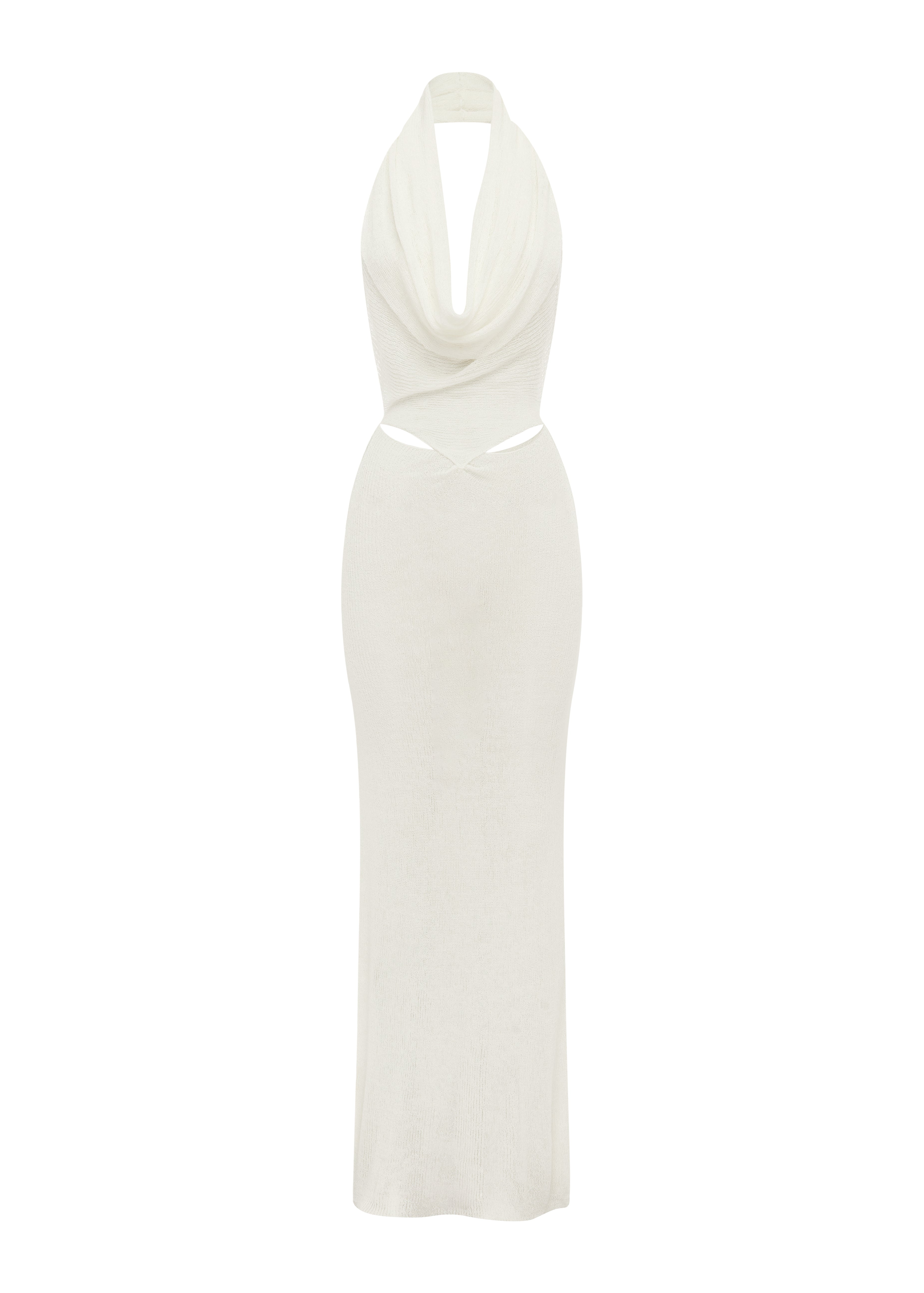 White halter neck dress on a white background