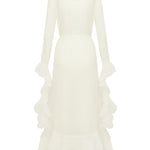 Ivory ruffled robe on a white background