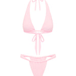 Pink bikini set on a white background