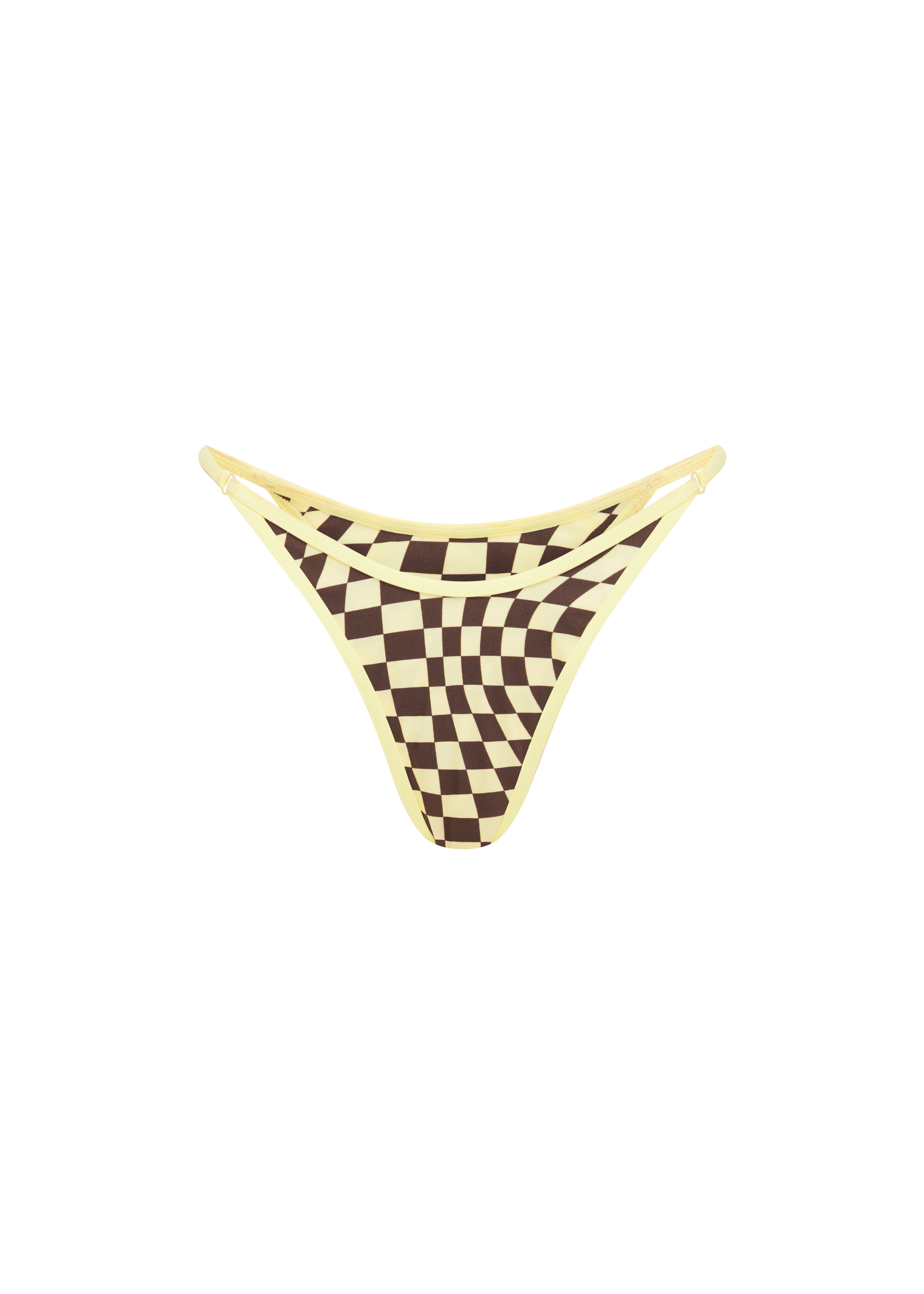 Checkered bikini bottom on a white background