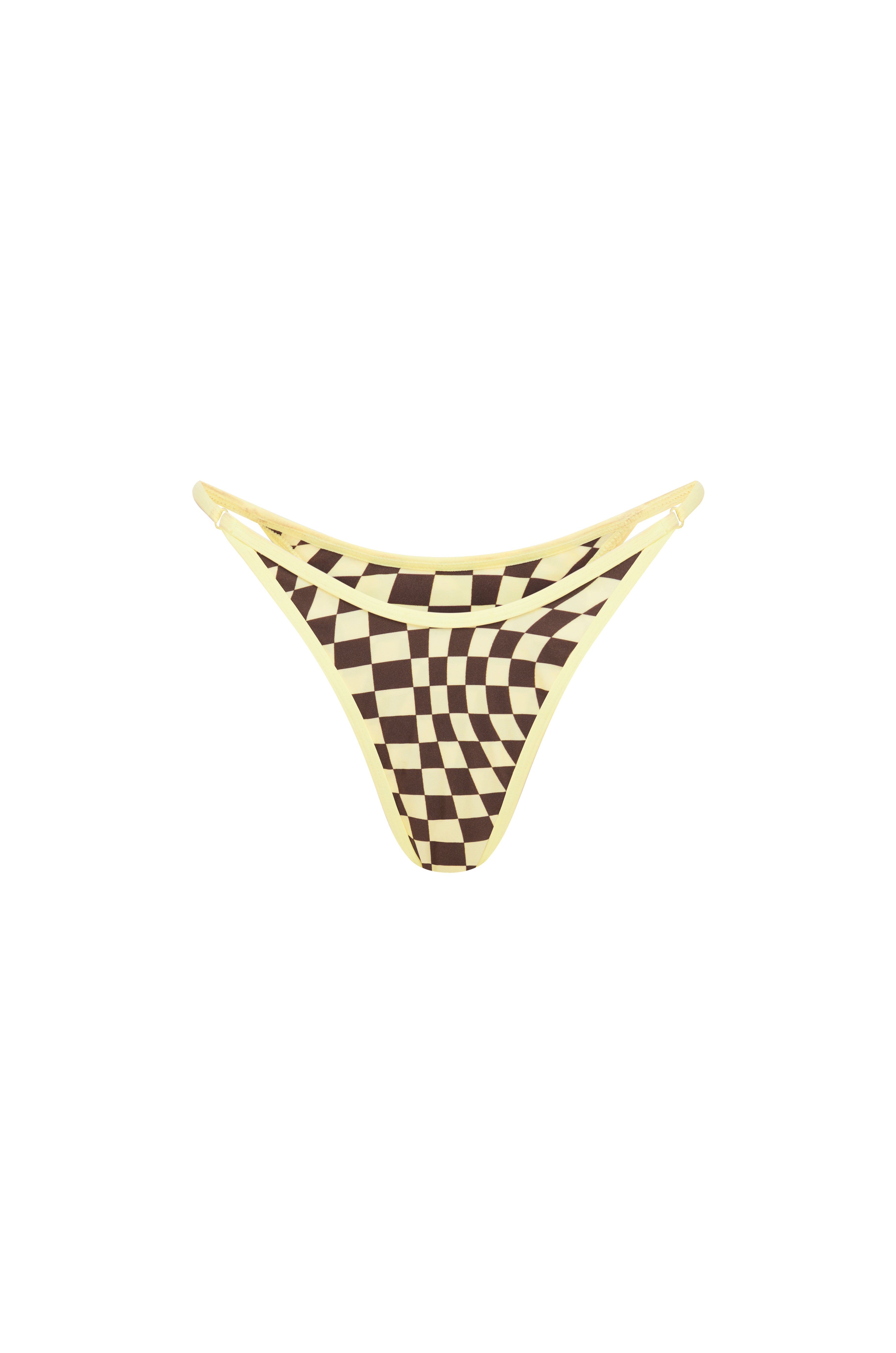Checkered bikini bottom on a white background
