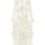 White sheer ruffled robe  on a white background