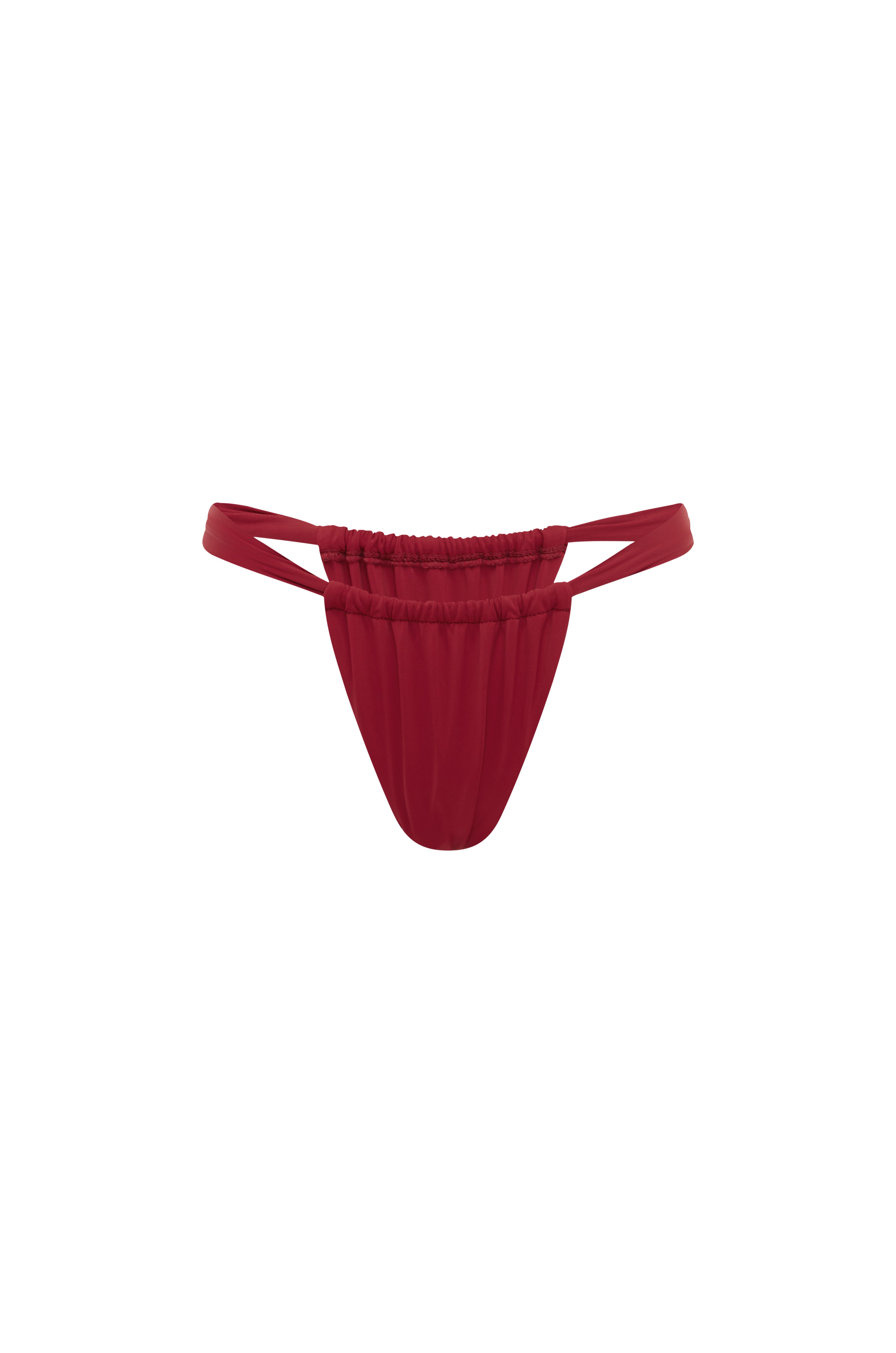 Red bikini bottom on a white background