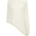 White one-shoulder cape on a white background