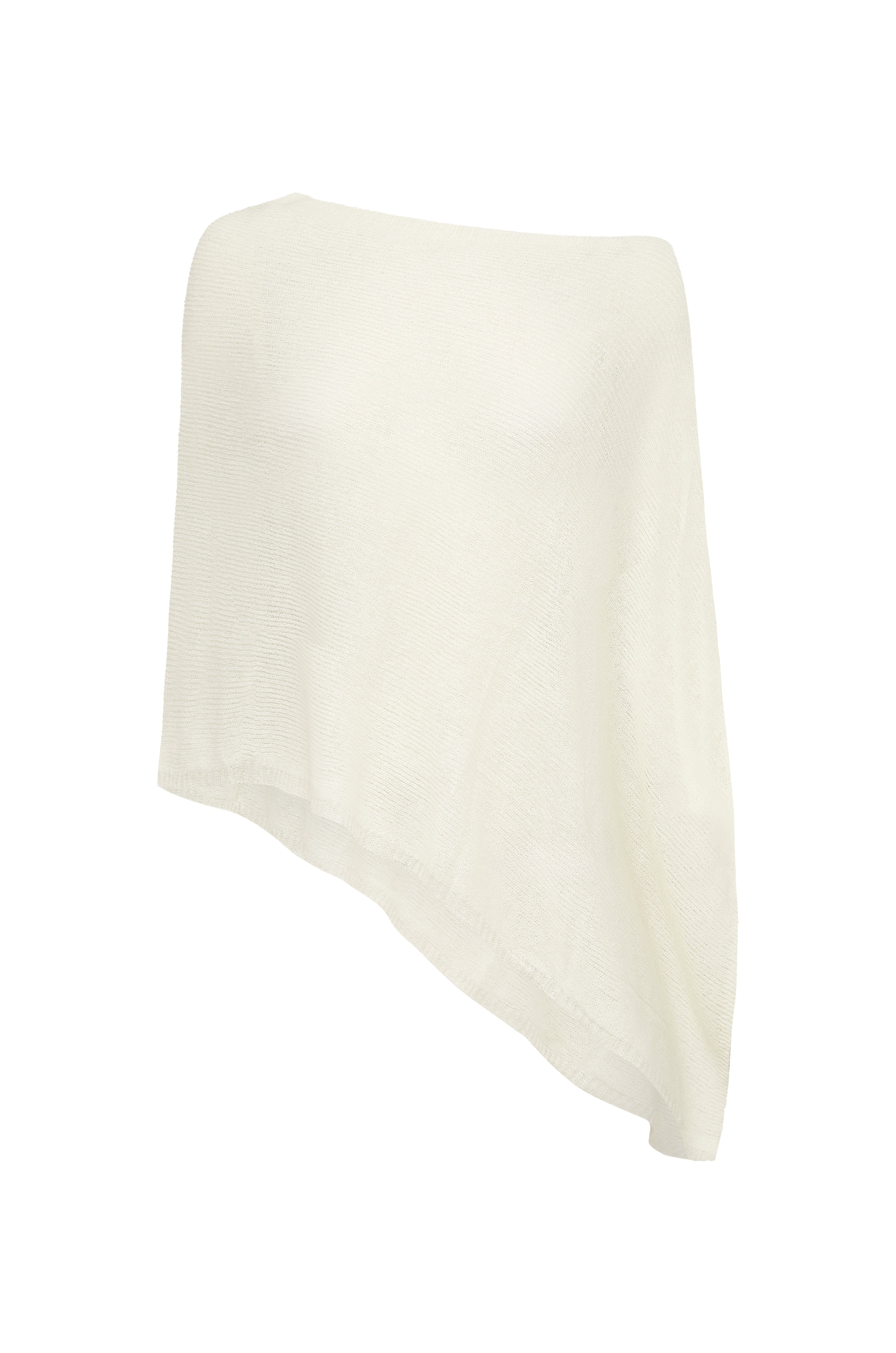 White one-shoulder cape on a white background