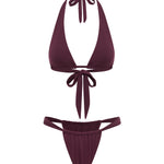 Burgundy bikini set on a white background