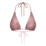 Triangle bikini top with coral pattern on a white background
