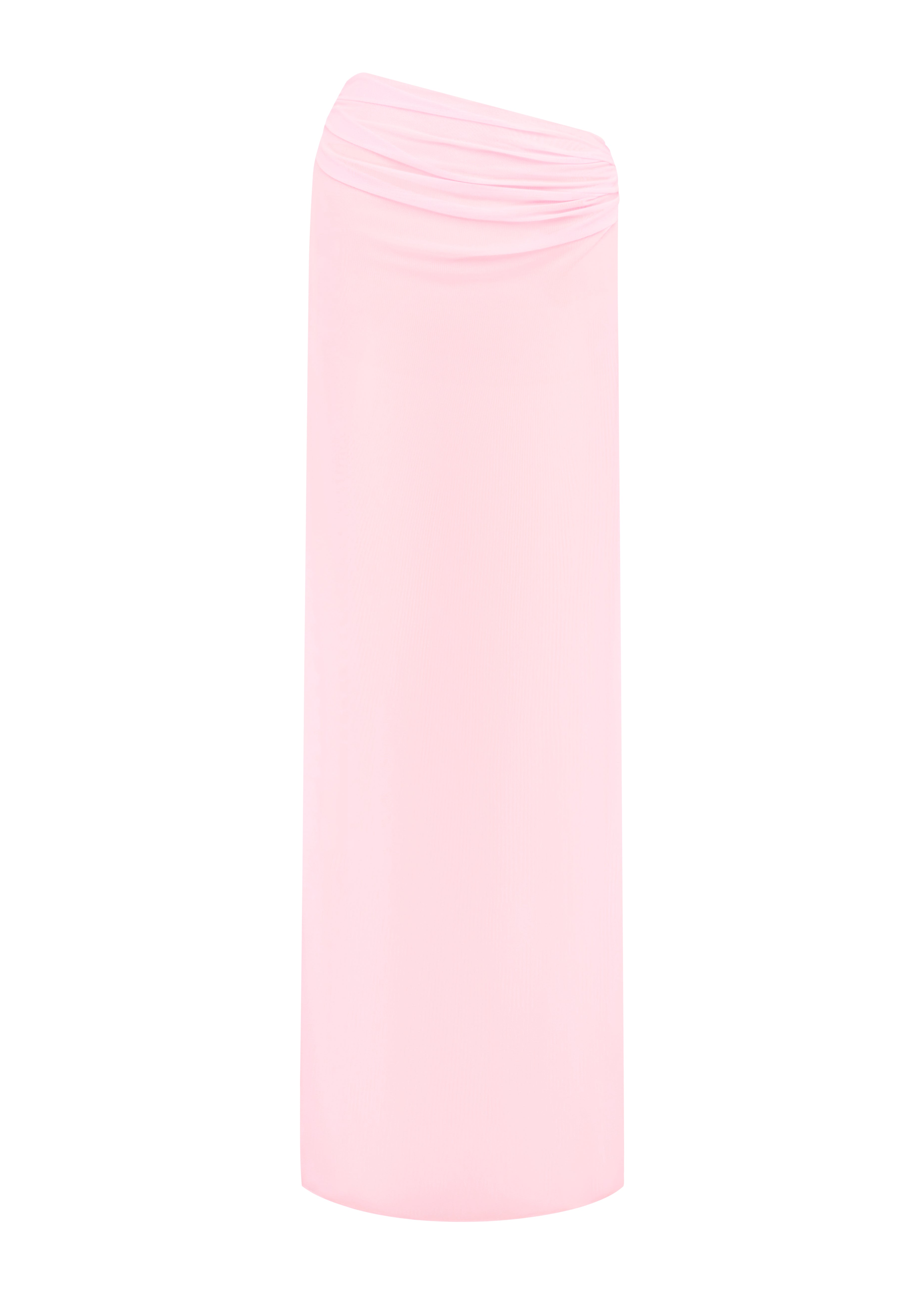 Pink sheer maxi skit on a white background