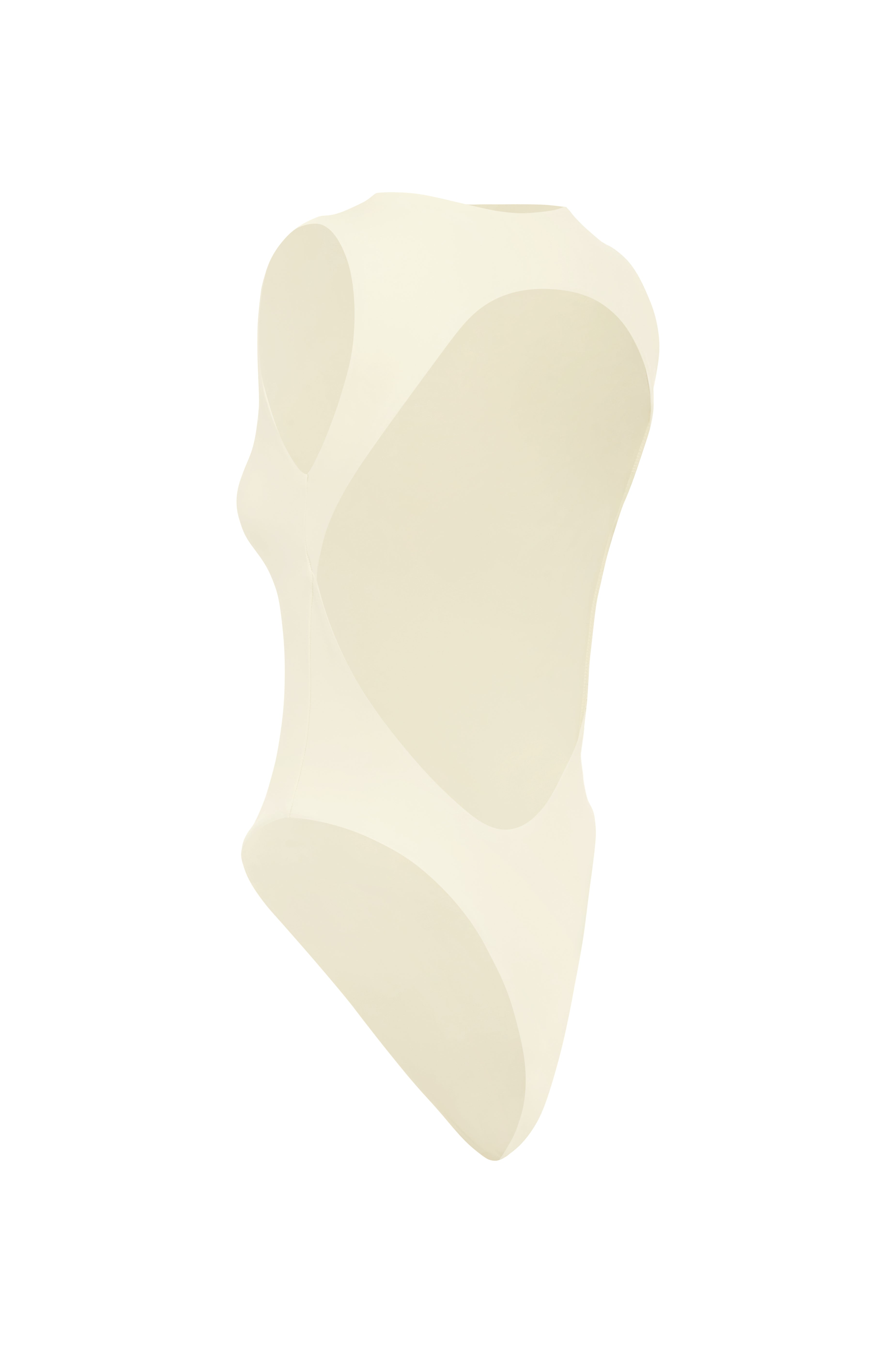Ivory Swimsuit with an open-back on a white background.