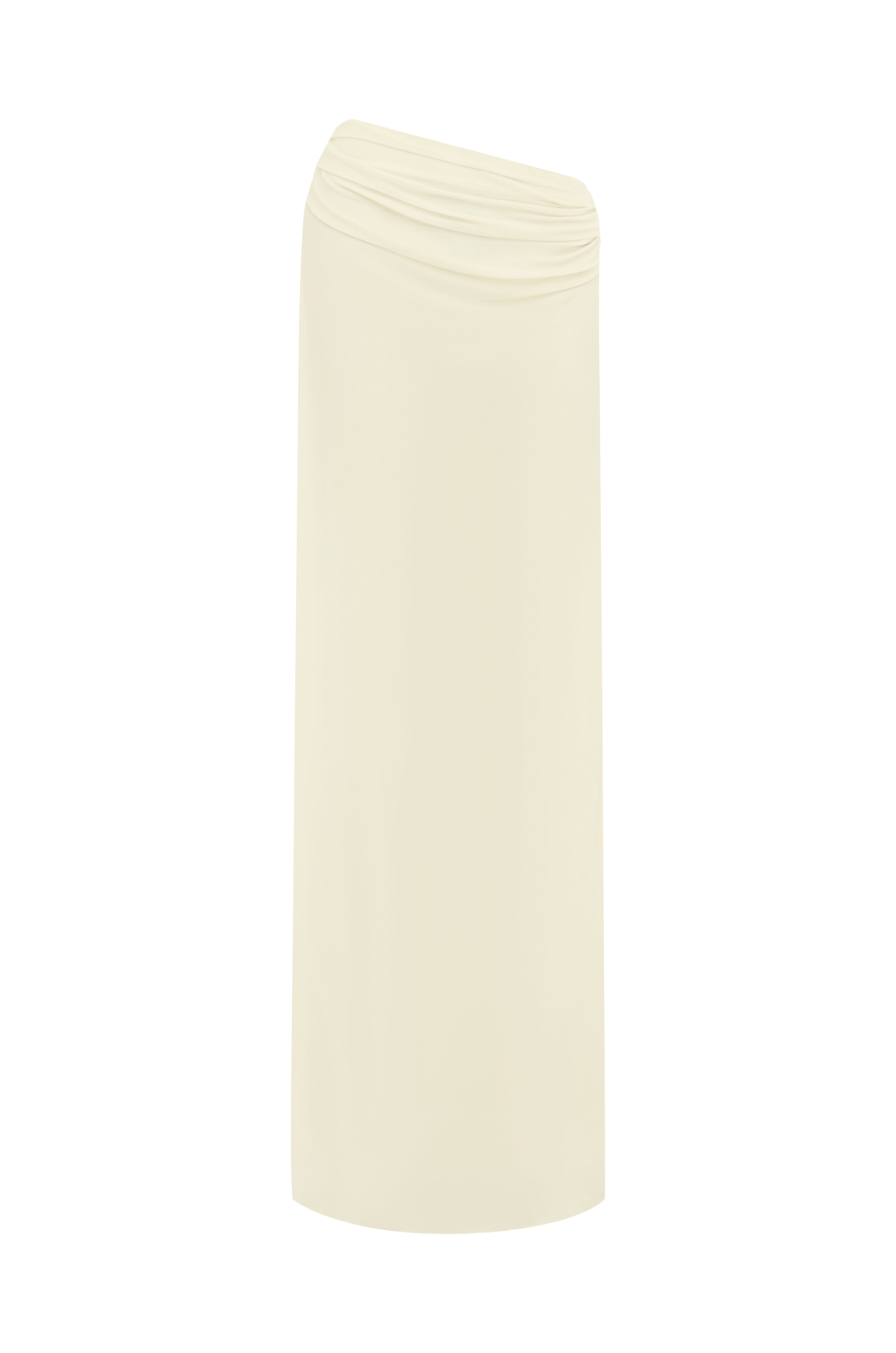  Ivory maxi skirt on a white background.